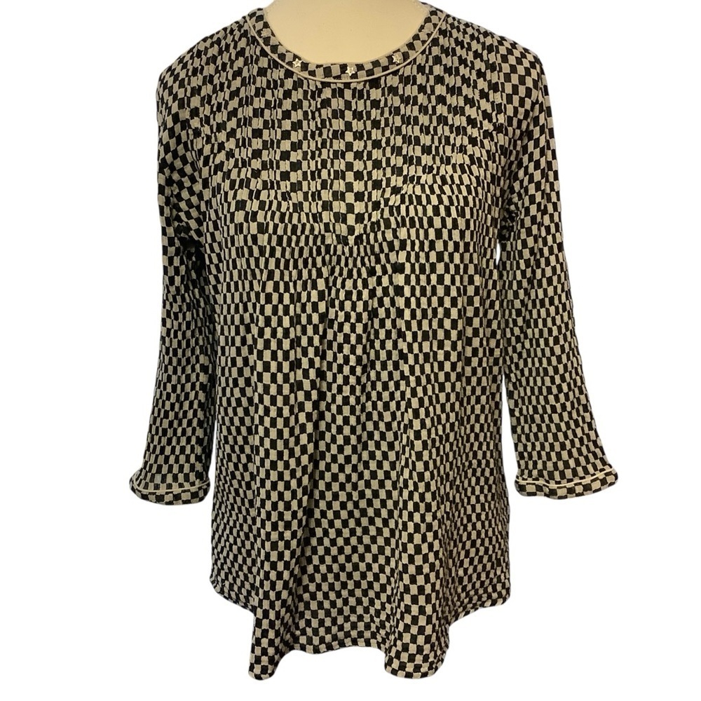 Scotch & Soda Amsterdams Blauw Black & White Check Cotton Tunic Top Size 2
